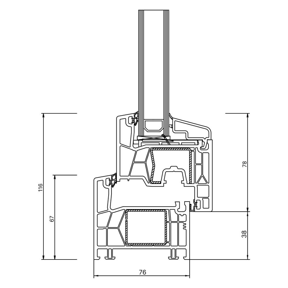 Kömmerling Xtrem 76 AD profile blueprint