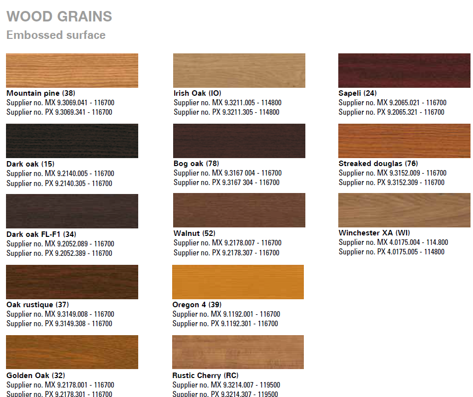 Каталог цветов и ламинации под дерево Kömmerling Xtrem 76 MD Zero